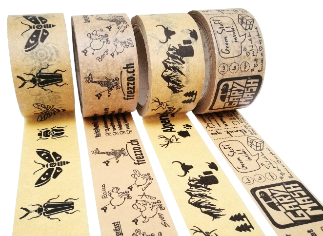 Printed self-adhesive paper tapes